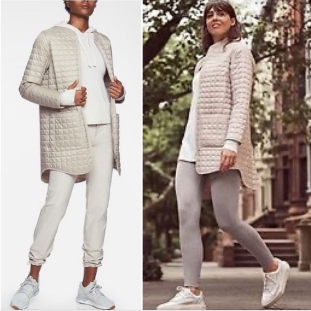 Athleta Light Beige Quilted Puffer Jacket